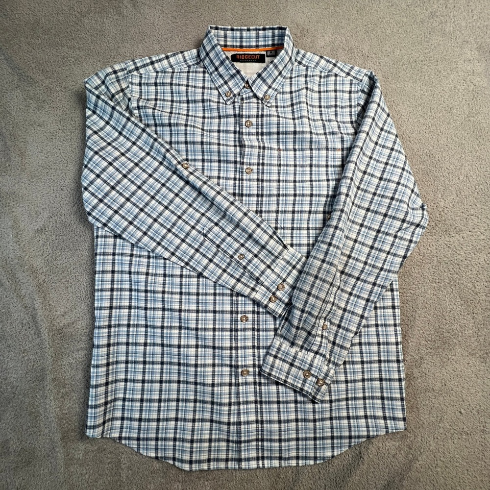 Ridgecut Button Down Shirt Mens Plaid Long Sleeve Toughwear Breathable Back Open